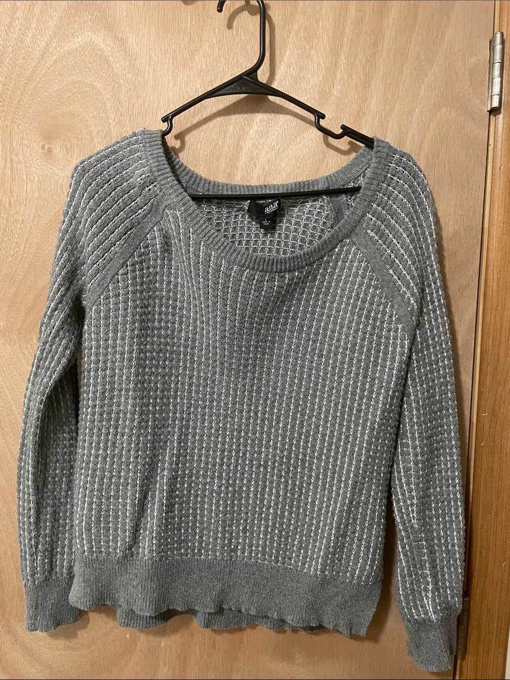 a.n.a Gray Metallic-Thread Crewneck Sweater